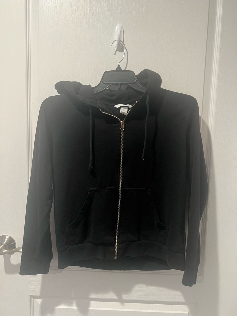 H&M Black Zip-Up Hoodie with Metallic Zipper